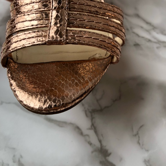 Enzo Angiolini Rose Gold Faux Snake Skin Strappy High Heels - Picture 7 of 15